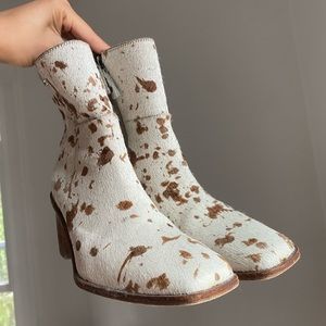 COPY - Cow print cowhide calf hair & leather boots